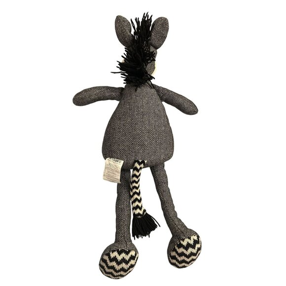 Tilly Knit Zebra Plush Stuffed Animal 20" Black Gray White Chevron By Pier 1 Imp - Picture 4 of 5